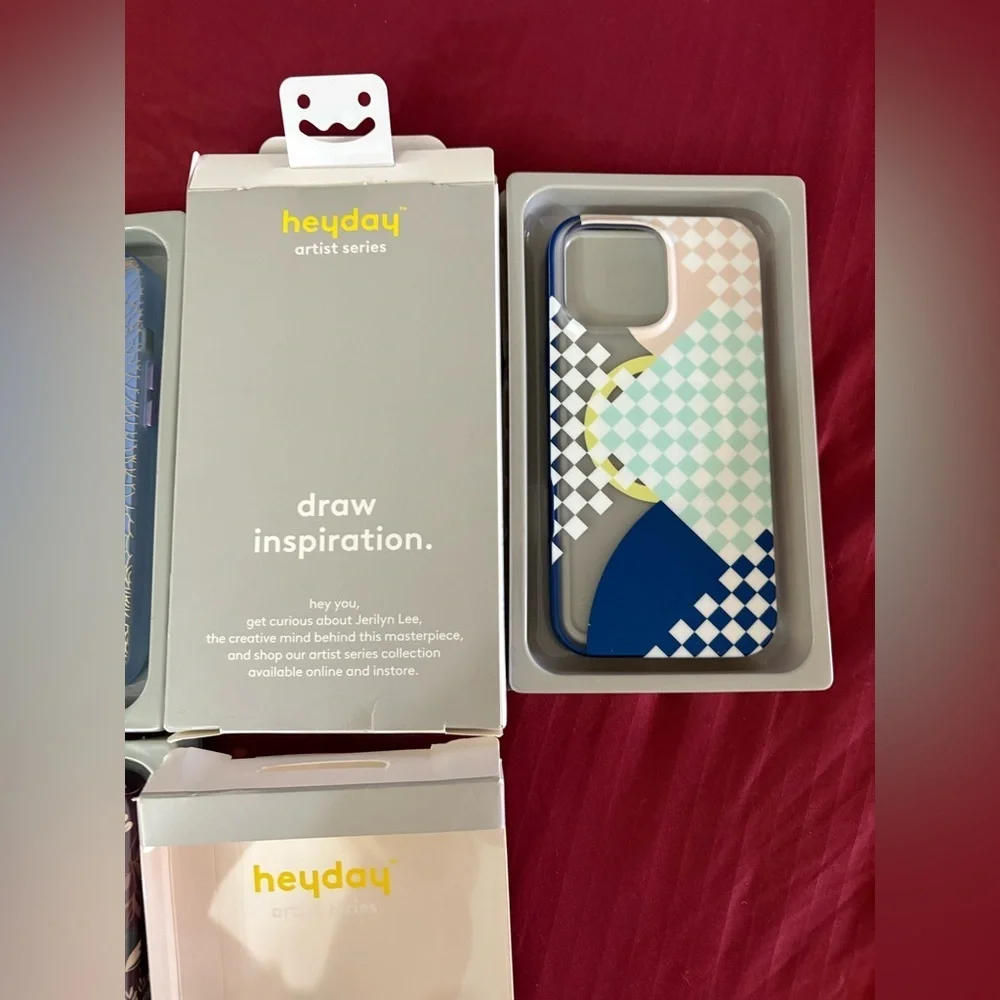 new- Set of 3 Heyday iPhone 16 PRO MAX CASES Gold & Floral and Geometric